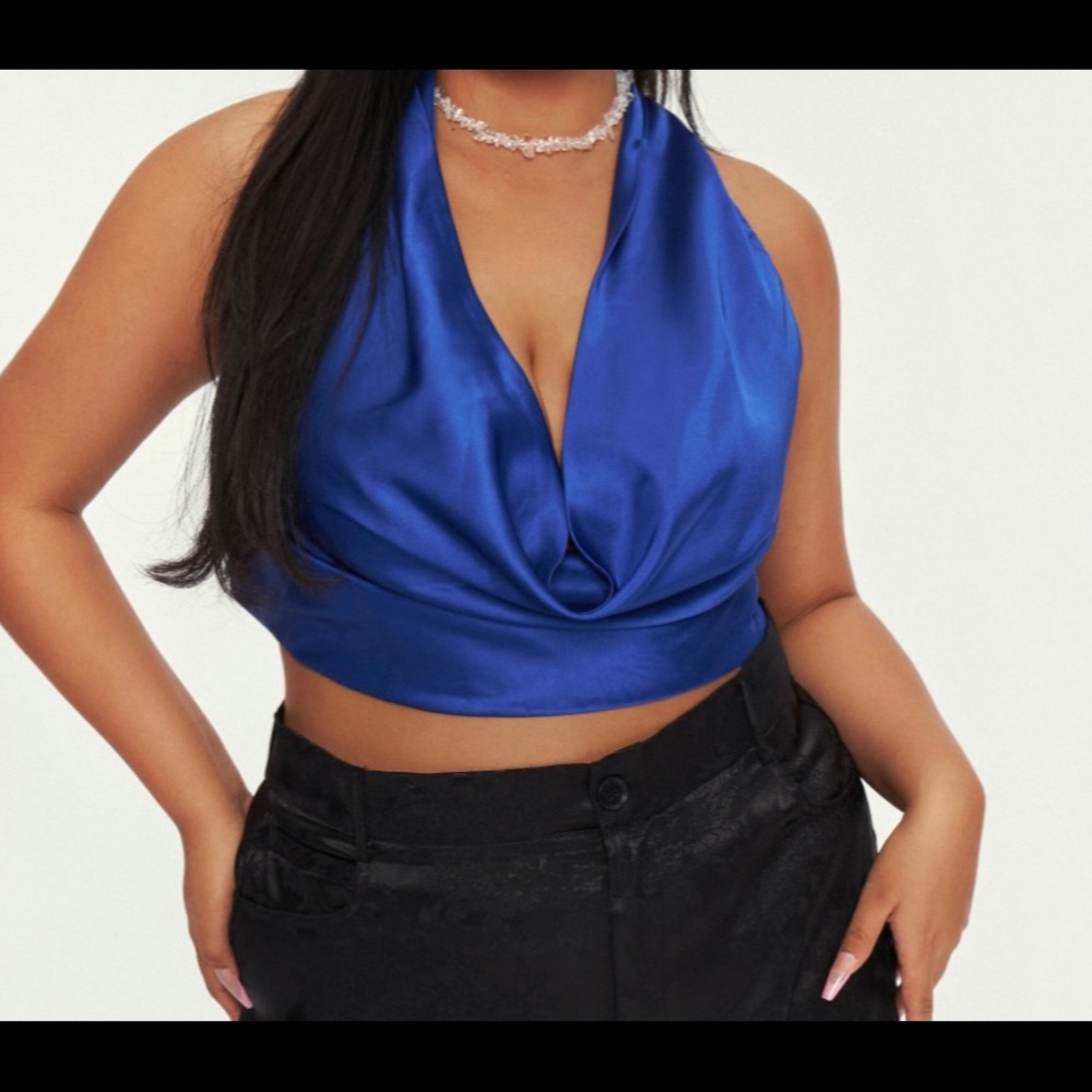 Super cute royal blue tie up halter